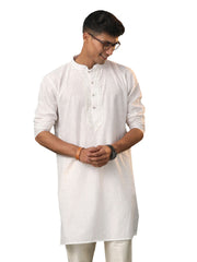 Men's White Cotton Kurta