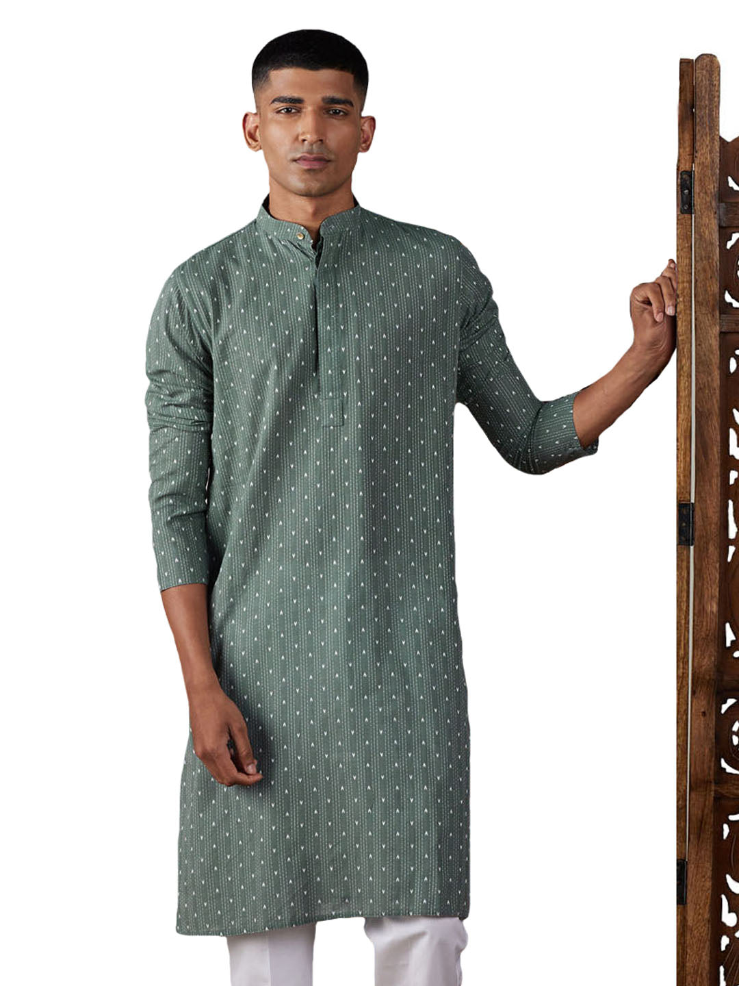 Men's Green Cotton Kurta