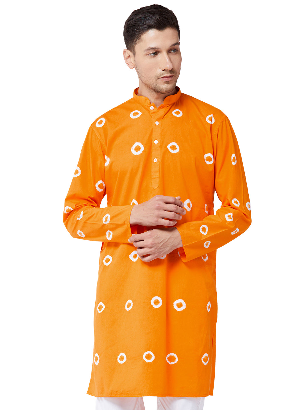 Men's Orange Pure Cotton Kurta