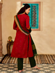 Women's Maroon Kurta Set