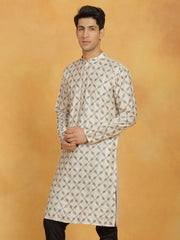 Men's Cream Cotton Blend Kurta