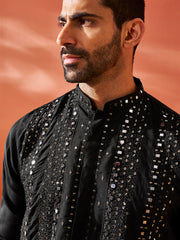 Men's Black Silk Blend Kurta