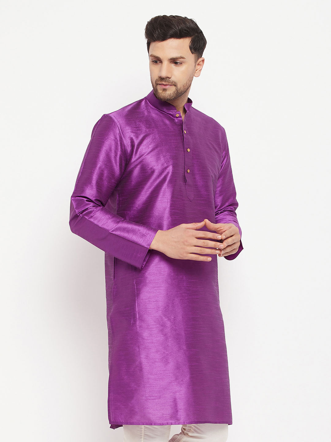 Men's Purple Silk Blend Kurta