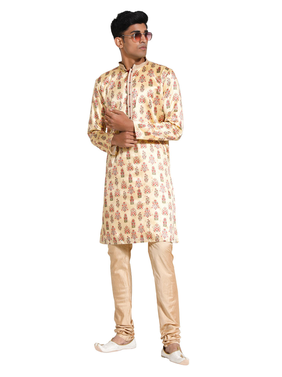 Men's Yellow Silk Blend Kurta And Pyjama Set