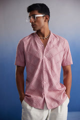 Men's Pink Cotton Ethnic Shirt