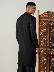 Men's Black Georgette Kurta