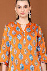 Gia Printed V Neck Kurta