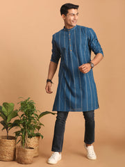 Men's Indigo Blue Cotton Kurta