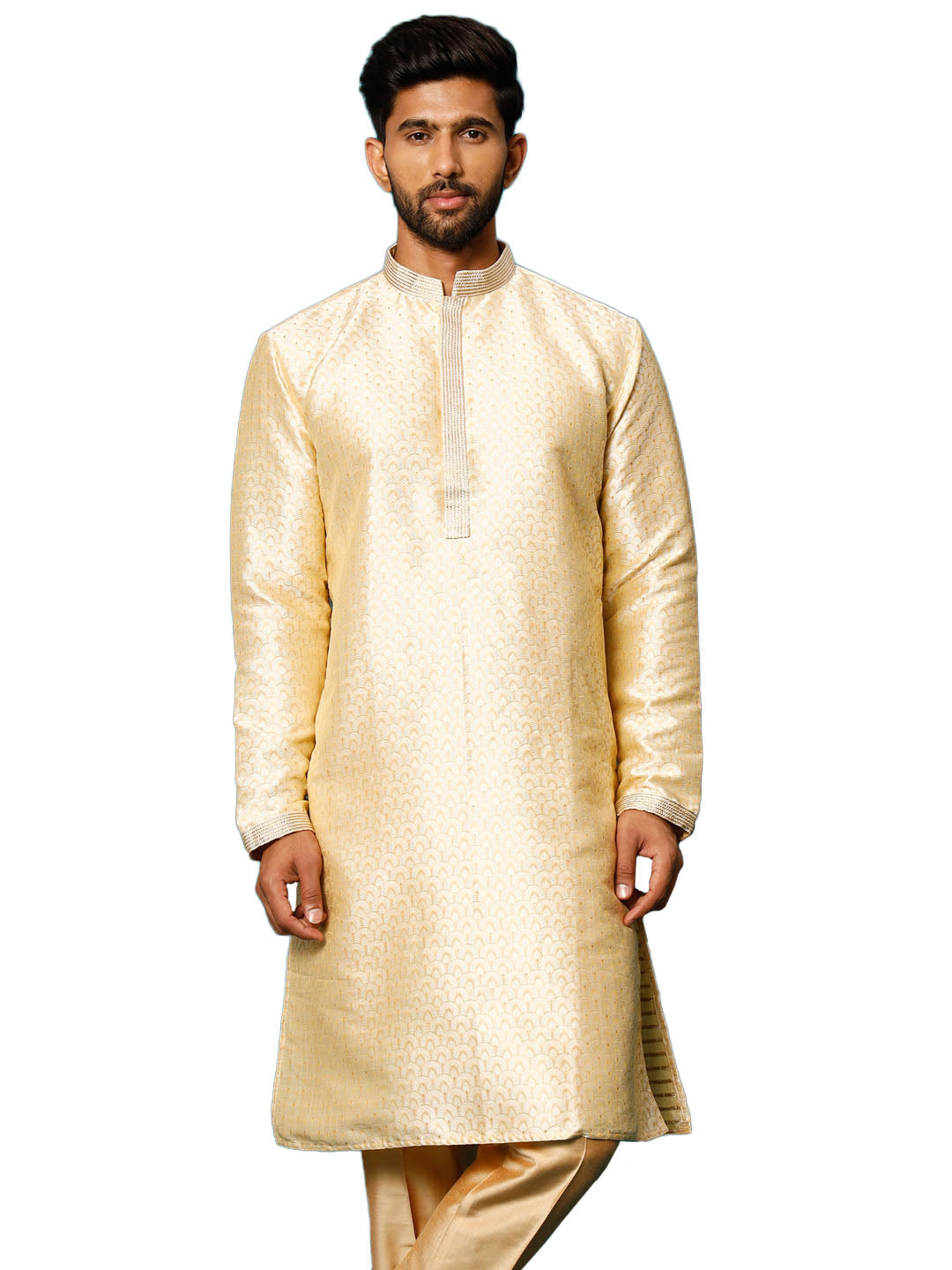 Men's Gold Silk Blend Kurta