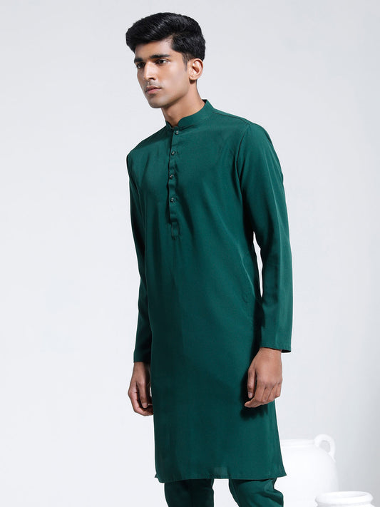 Men's Green Crepe Kurta