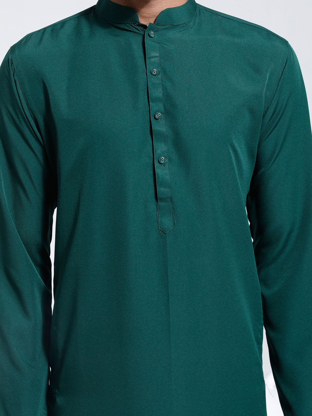 Men's Green Crepe Kurta And Pyjama