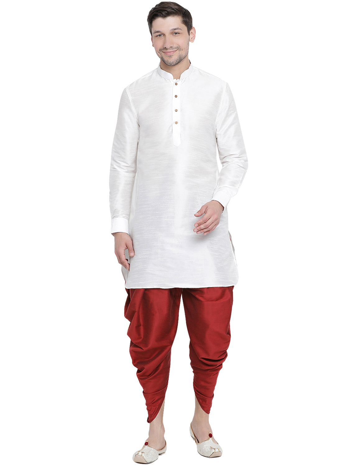 Men's Maroon Cotton Blend Dhoti