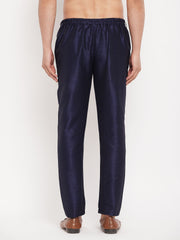 Men's Navy Blue Silk Blend Pant Style Pyjama