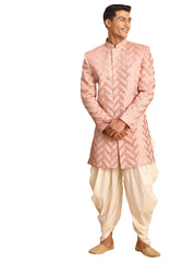 Men's Pink Silk Blend Sherwani Set