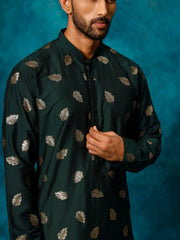 Men's Green Cotton Blend Kurta