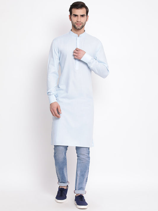 Men's Blue Cotton Blend Kurta