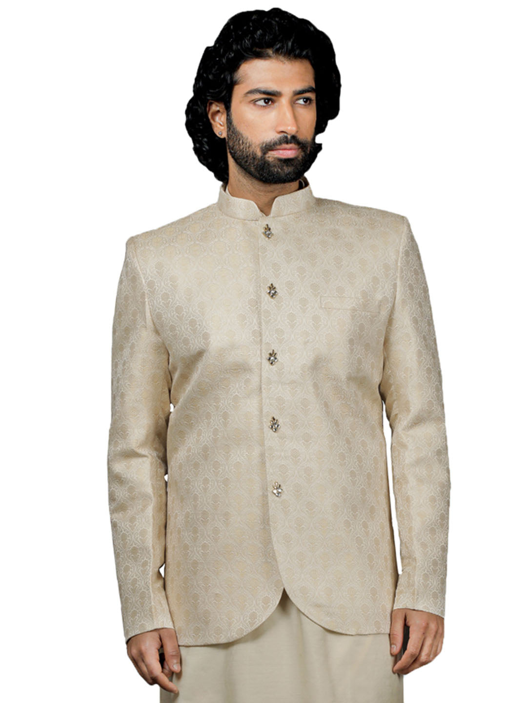 Men's Gold Silk Blend Jodhpuri