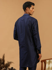 Men's Navy Blue Viscose Kurta