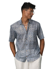 Men's Blue Cotton Ethnic Shirt