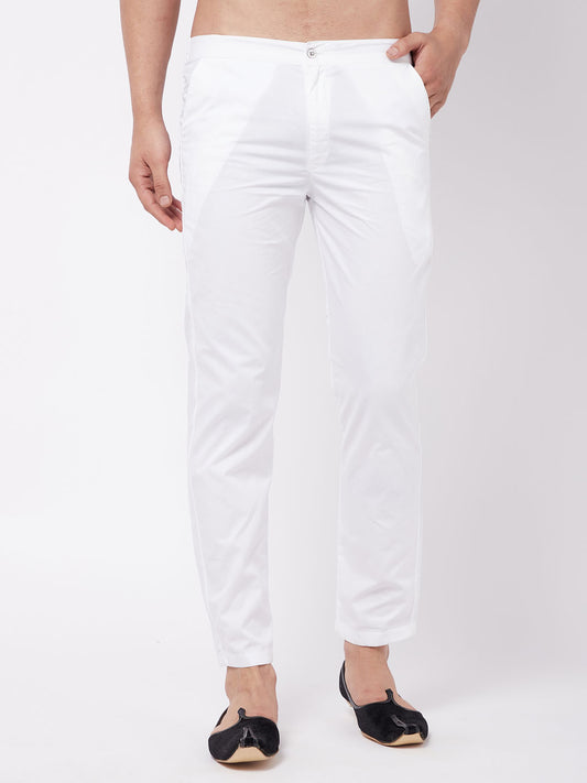 Men's White Cotton Pant Style Pyjama