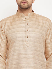 Men's Beige Silk Blend Kurta