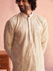 Men's Cream Georgette Kurta