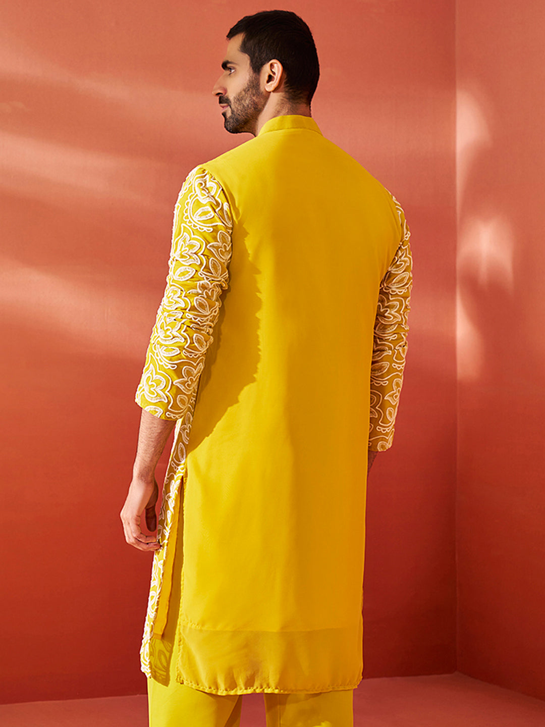 Men's Mustard Georgette Kurta