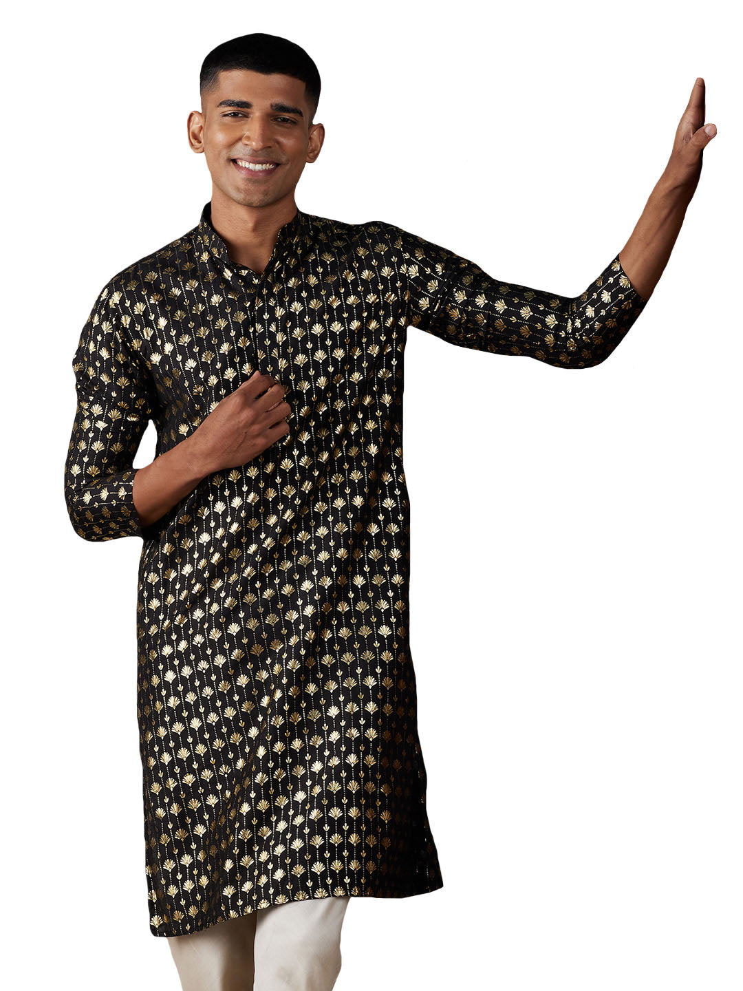 Men's Black Viscose Kurta