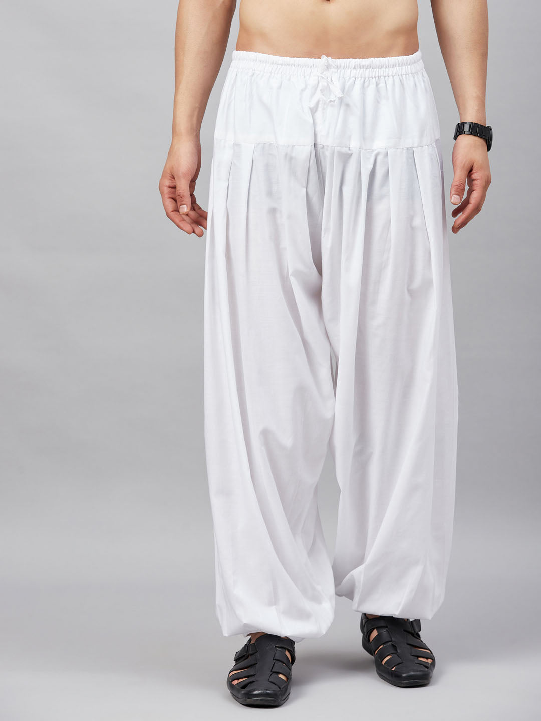 Men's White Cotton Linen Blend Pyjama