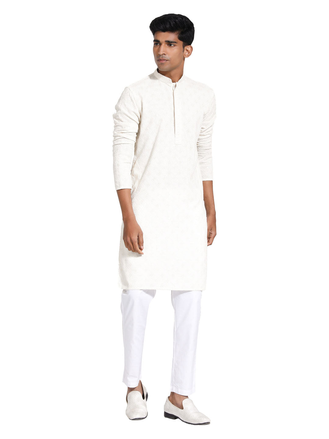 Men's Cream Rayon Kurta And Pyjama Set