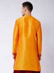 Men's Orange Silk Blend Kurta