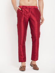 Men's Maroon Silk Blend Pant Style Pyjama