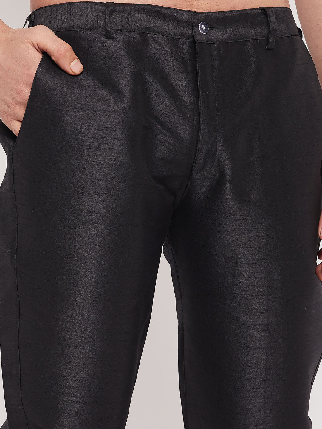 Men's Black Silk Blend Pant Style Pyjama