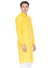 Men's Yellow Cotton Linen Blend Kurta