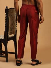 Men's Maroon Viscose Pant Style Pyjama