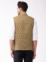 Men's Multicolor-Base-Green Cotton Nehru Jacket