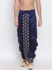 Men's Navy Blue Silk Blend Dhoti