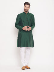 Men Green Silk Blend Kurta