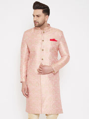 Men's Pink Silk Blend Sherwani Only Top