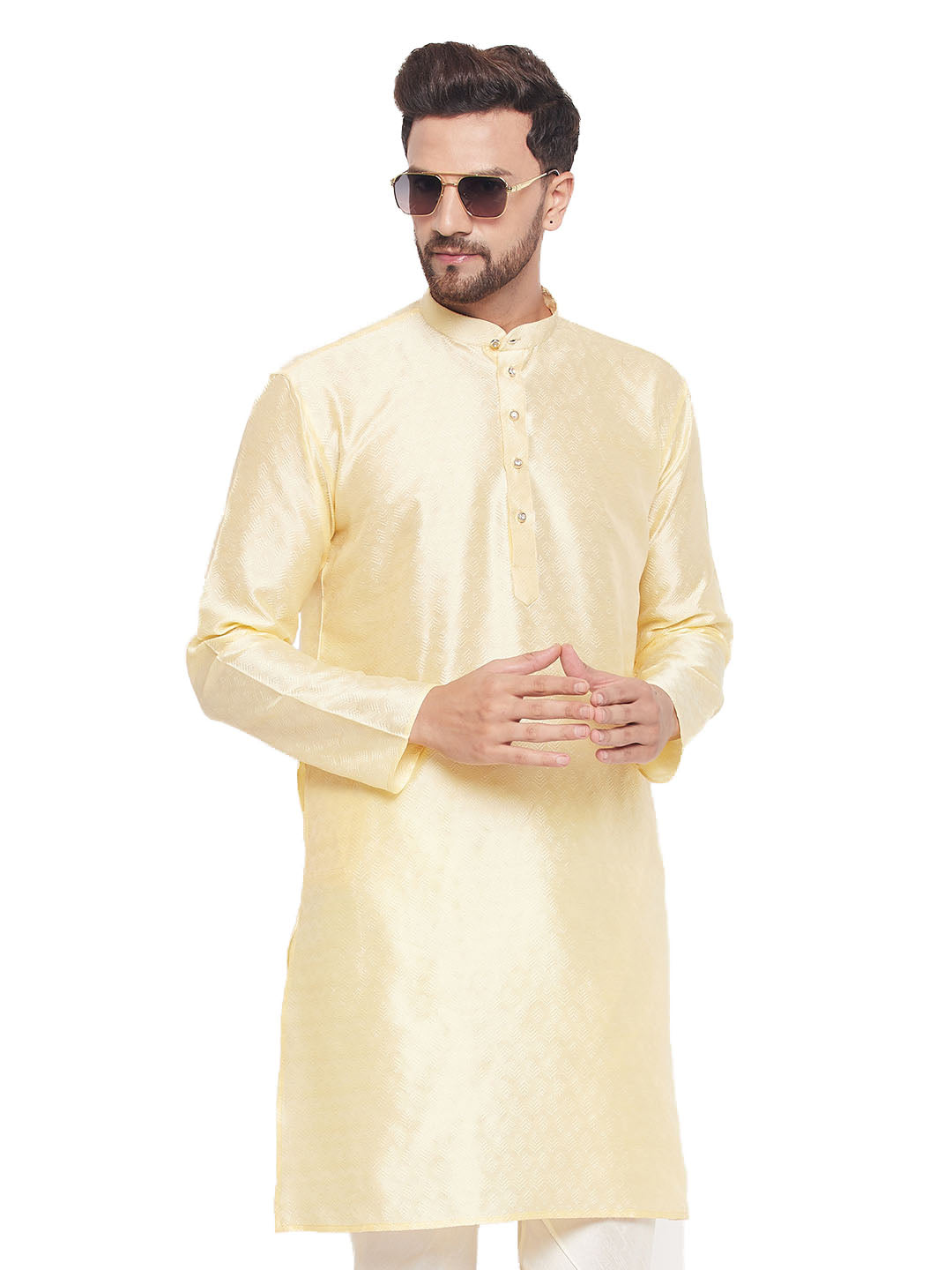 Men Beige Silk Blend Kurta