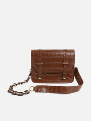 Women's The Croc Chainlink Shoulder Bag - Mocha Brown