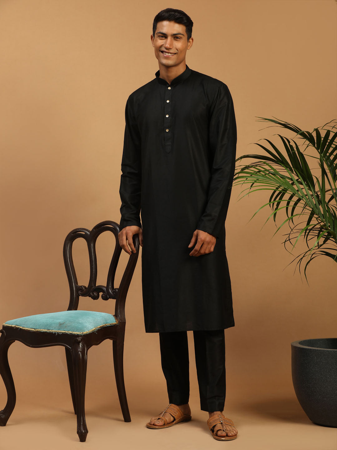 Men's Black Viscose Pant Style Pyjama