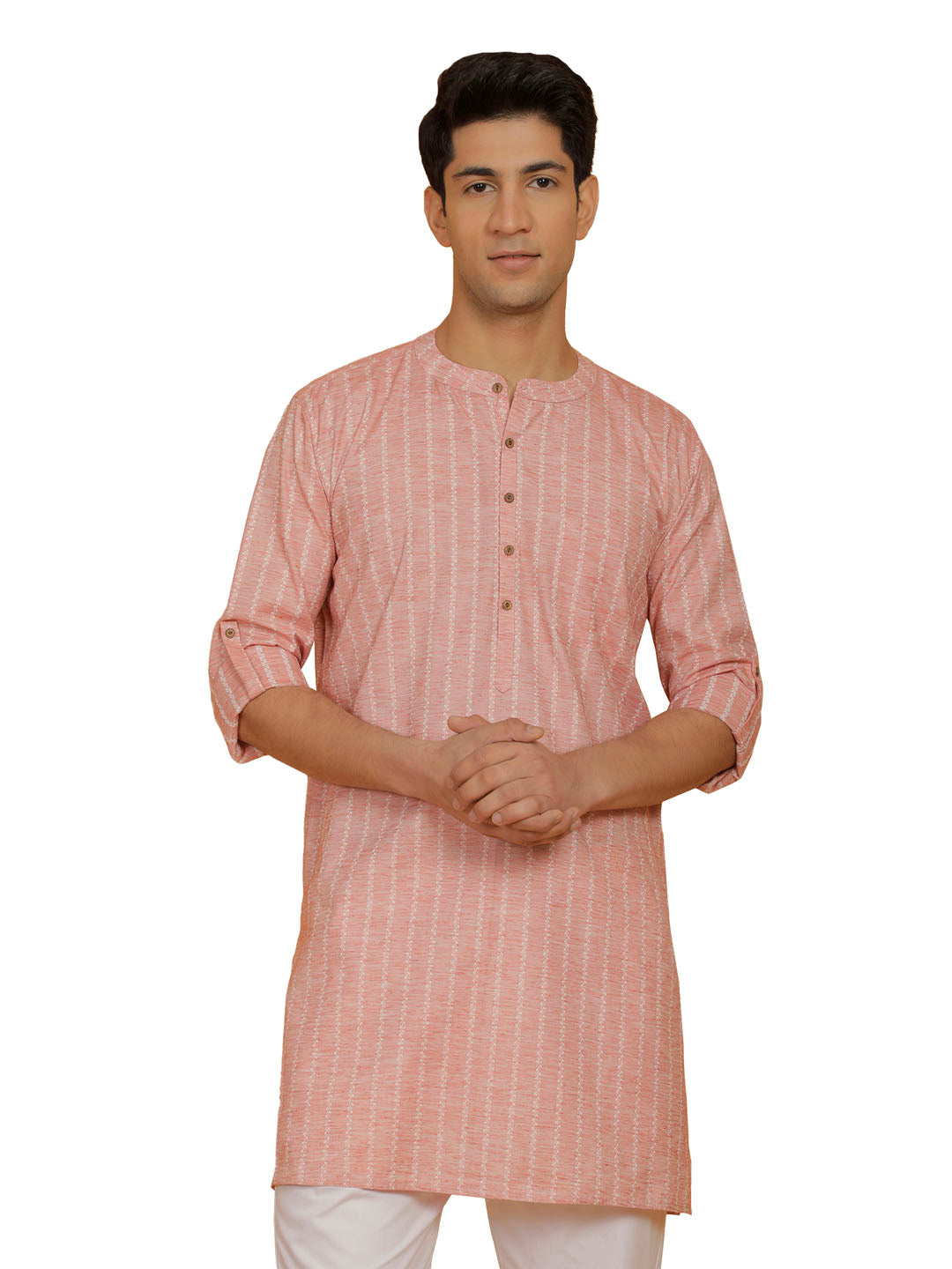 Men's Pink Cotton Kurta