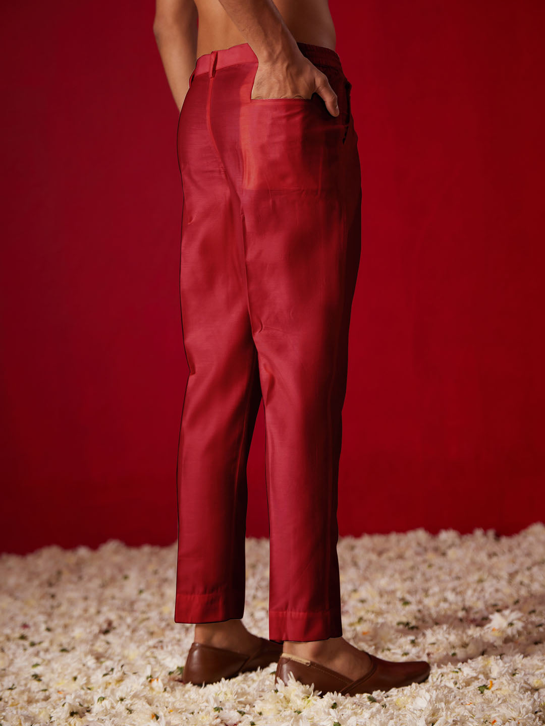 Men's Maroon Viscose Pant Style Pyjama