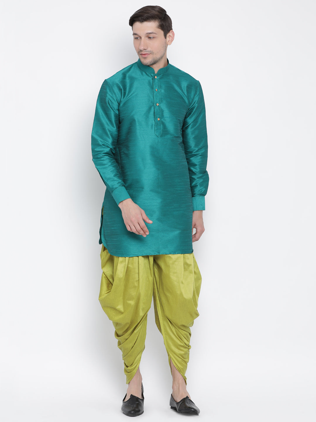 Men's Green Silk Blend Kurta