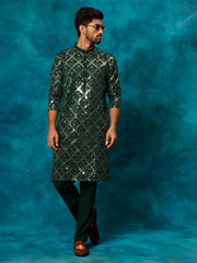 Men's Green Georgette Kurta Pyjama Set