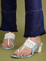 Shoetopia Classic Heeled Blue Kolhapuri For Women & Girls