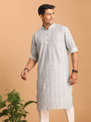 Men's Grey Cotton Kurta