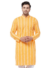 Men's Orange Pure Cotton Kurta