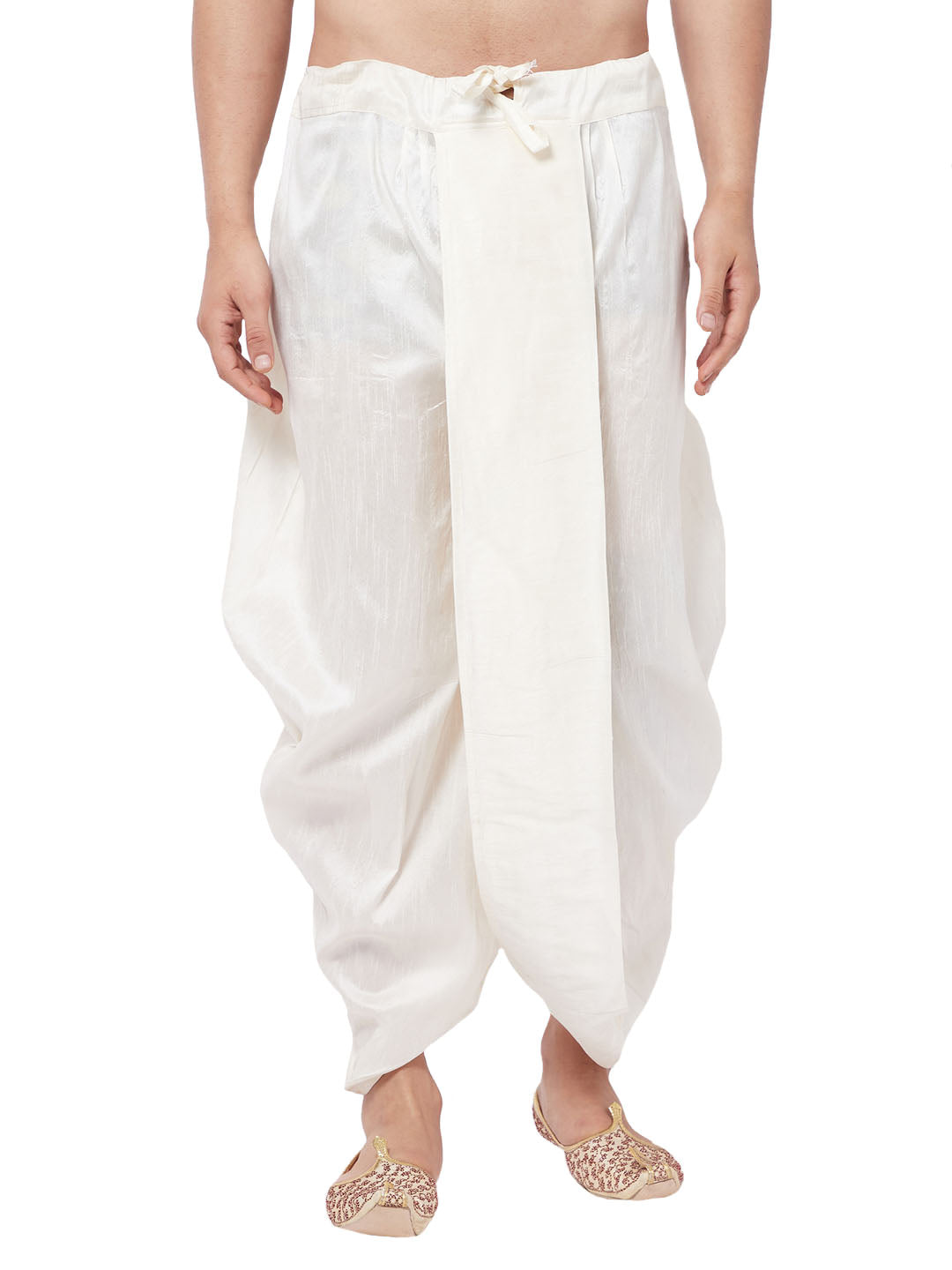 Men's Cream Silk Blend Traditional Dhoti